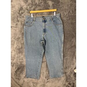 Basic Editions Mens Light Wash Relaxed Straight Leg Denim Jeans Blue